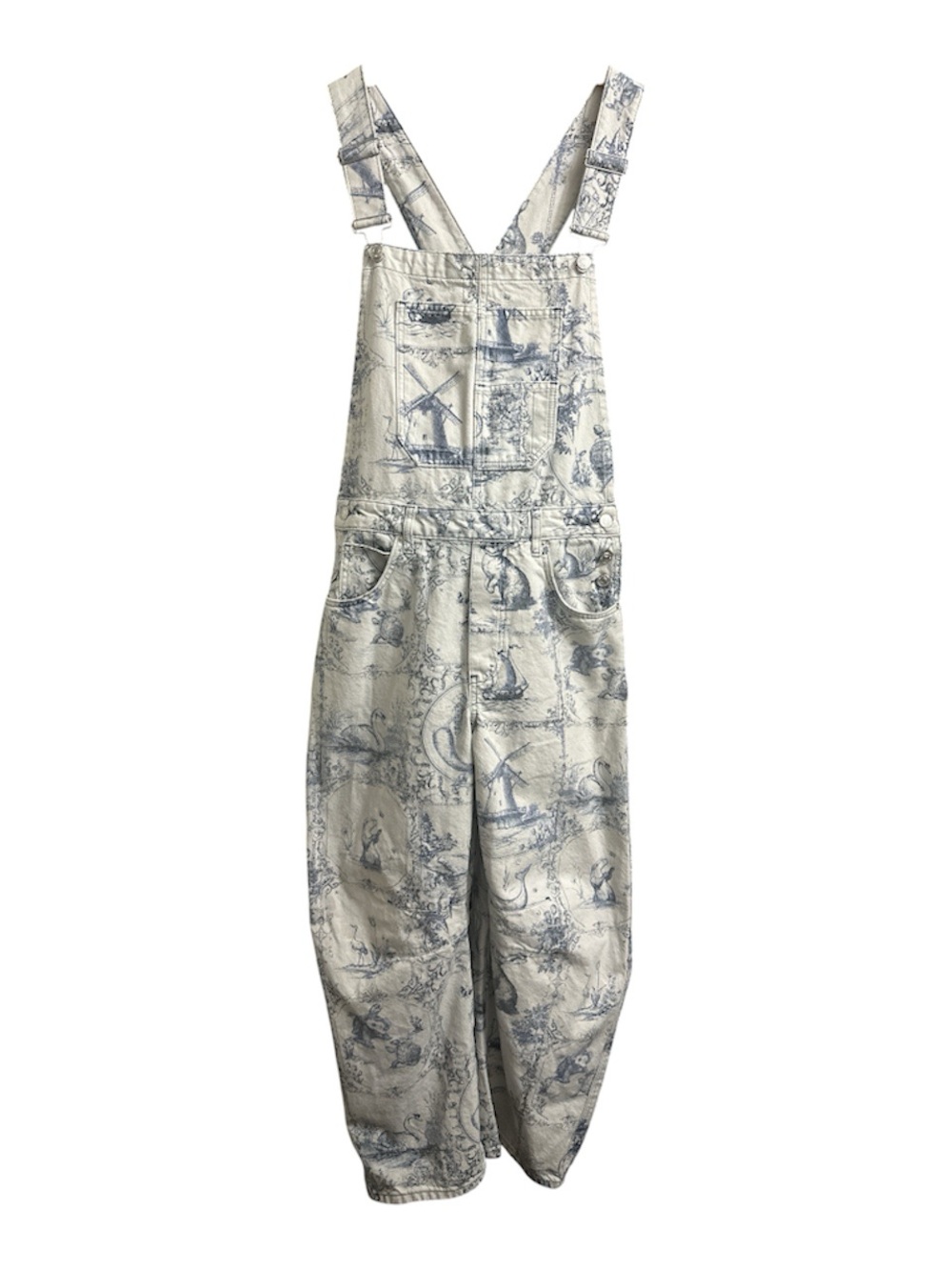 Free People We The People Good Luck Printed Overalls EUC Size M - Picture 5 of 8